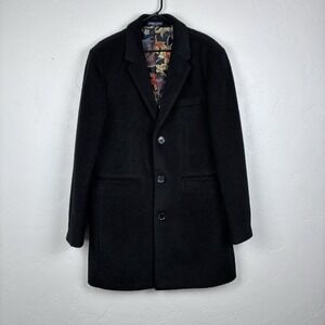 Paisley & Gray Slim Fit Waistlength Men's Overcoat Peacoat Button Black Size XL